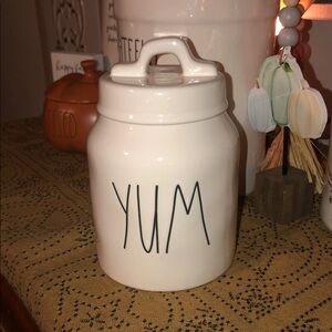 Rae Dunn YUM Canister White